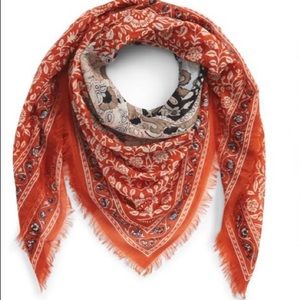 Madewell Greta Paisley Orange Square Scarf